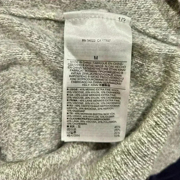 Banana Republic Italian Yarn Merino Wool Cashmere Pullover Sweater Crew Size M - Picture 5 of 8